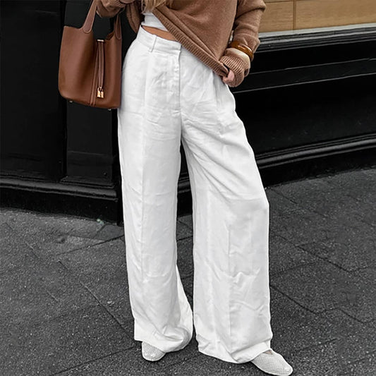 COTTON HEMP LOOSE STRAIGHT LEG WIDE LEG PANTS