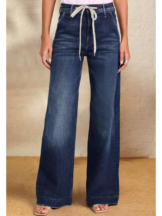 Lace Up Elastic Jeans