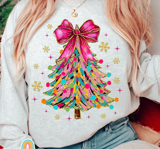 CHRISTMAS TREE WATERCOLOR CREWNECK SWEATSHIRT