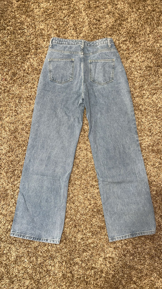 Petal Pocket Casual Wish Loose Washed-out Denim Pants